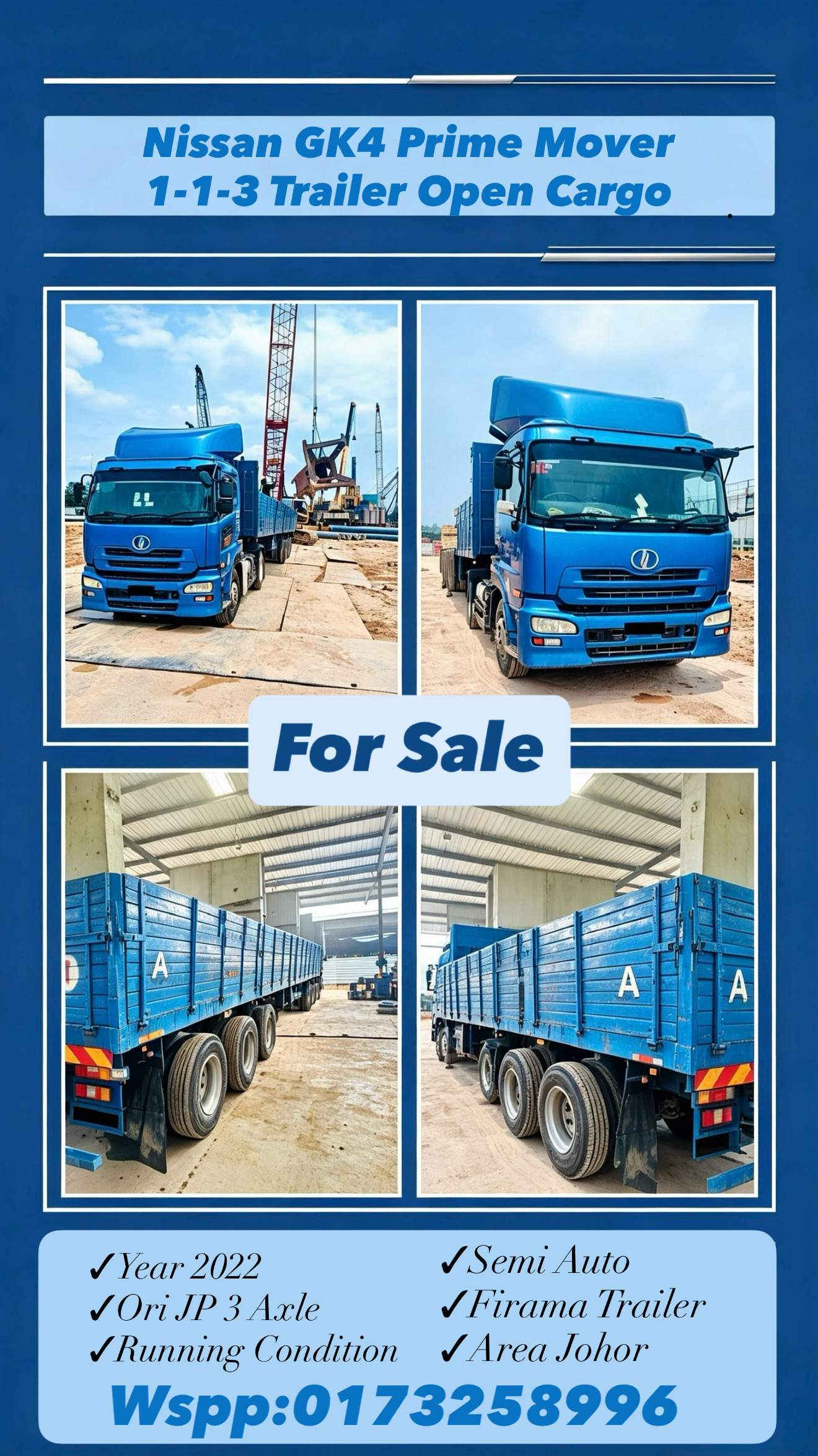NISSAN PRIME MOVER+FIRAMA OPEN KARGO 1-1-3 FOR SALE - Thumbnail 5